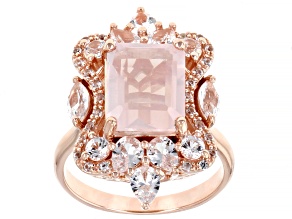 Pink Rose Quartz 18k Rose Gold Over Sterling Silver Ring 1.58ctw