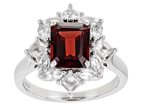 Red Garnet Rhodium Over Sterling Silver Ring 2.69ctw