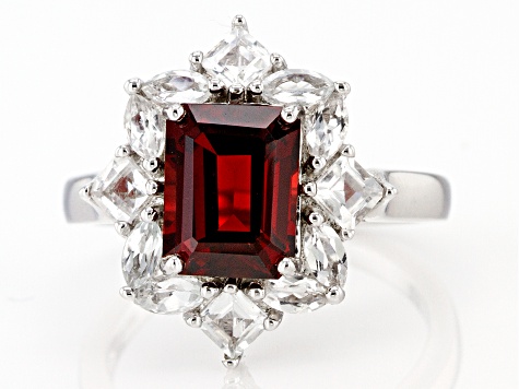 Red Garnet Rhodium Over Sterling Silver Ring 2.69ctw