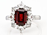 Red Garnet Rhodium Over Sterling Silver Ring 2.69ctw