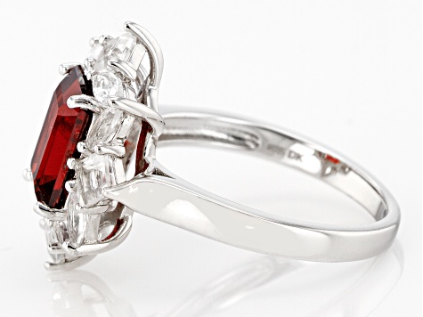Red Garnet Rhodium Over Sterling Silver Ring 2.69ctw