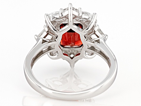 Red Garnet Rhodium Over Sterling Silver Ring 2.69ctw