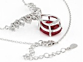Red Lab Created Ruby Rhodium Over Silver Necklace 10.79ctw