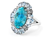 Blue Turquoise Rhodium Over Sterling Silver Ring 2.35ctw