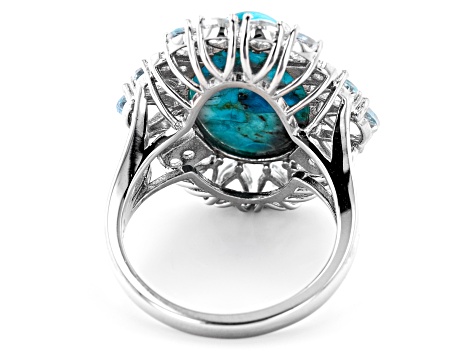 Blue Turquoise Rhodium Over Sterling Silver Ring 2.35ctw