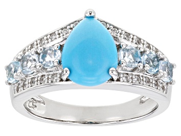 Picture of Blue Sleeping Beauty Turquoise Rhodium Over Sterling Silver Ring .85ctw
