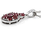 Red Indian Ruby Rhodium Over Sterling Silver Pendant With chain 2.41ctw