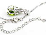 Green Manchurian Peridot(TM) Rhodium Over Sterling Silver Pendant With Chain 2.68ctw