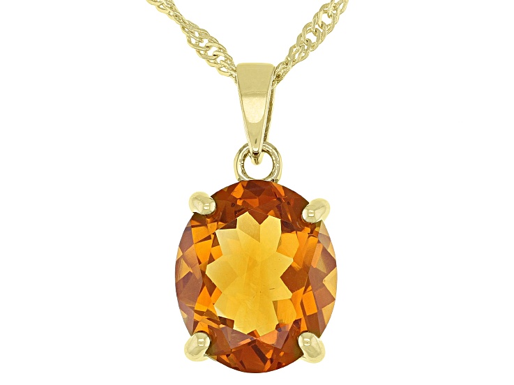 Orange Madeira Citrine 18k Yellow Gold Over Sterling Silver Pendant With Chain 3.50ctw