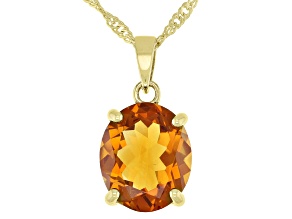 Orange Madeira Citrine 18k Yellow Gold Over Sterling Silver Pendant With Chain 3.50ctw