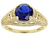 Blue Lab Created  Spinel 18k Yellow Gold Over Sterling Silver Ring 1.68ctw