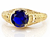 Blue Lab Created  Spinel 18k Yellow Gold Over Sterling Silver Ring 1.68ctw