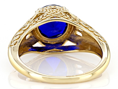 Blue Lab Created  Spinel 18k Yellow Gold Over Sterling Silver Ring 1.68ctw