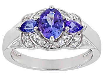 Picture of Blue Tanzanite Rhodium Over Sterling Silver Ring 1.39ctw