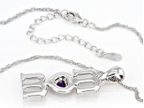 Purple Amethyst Rhodium Over Stelring Silver Mom Pendant With Chain 0.34ctw
