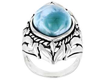 Picture of Blue Larimar Rhodium Over Sterling Silver ring