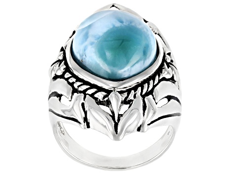 Blue Larimar Rhodium Over Sterling Silver ring