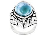 Blue Larimar Rhodium Over Sterling Silver ring