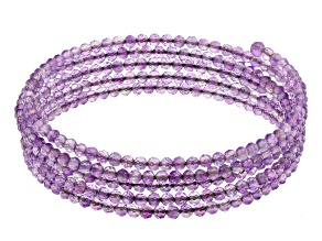 Purple Amethyst Stainless Steel Adjustable Wrap Bracelet