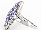 Blue Tanzanite Rhodium Over Sterling Silver Ring 2.21ctw