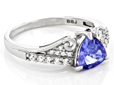 Blue Tanzanite Rhodium Over Sterling Silver Ring 1.17ctw