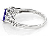Blue Tanzanite Rhodium Over Sterling Silver Ring 1.17ctw