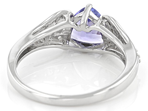 Blue Tanzanite Rhodium Over Sterling Silver Ring 1.17ctw