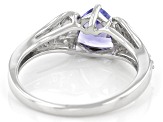 Blue Tanzanite Rhodium Over Sterling Silver Ring 1.17ctw