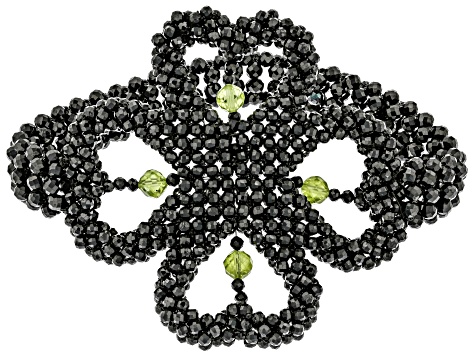 Black Spinel Rhodium Over Sterling Silver Beaded Stretch Bracelet. 3ctw