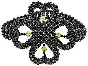 Black Spinel Rhodium Over Sterling Silver Beaded Stretch Bracelet. 3ctw