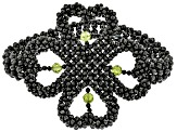 Black Spinel Rhodium Over Sterling Silver Beaded Stretch Bracelet. 3ctw