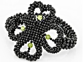 Black Spinel Rhodium Over Sterling Silver Beaded Stretch Bracelet. 3ctw
