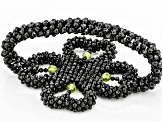 Black Spinel Rhodium Over Sterling Silver Beaded Stretch Bracelet. 3ctw