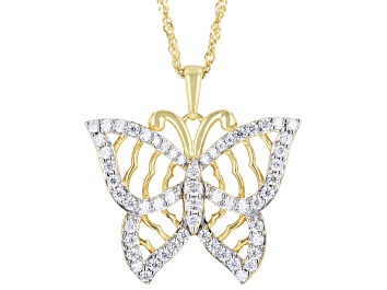 Picture of Moissanite 14k Yellow Gold Over Sterling Silver Butterfly Pendant 1.10ctw DEW.