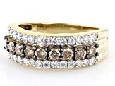Moissanite And Champagne Diamond 14k Yellow Gold Over Sterling Silver Ring 1.22ctw DEW.