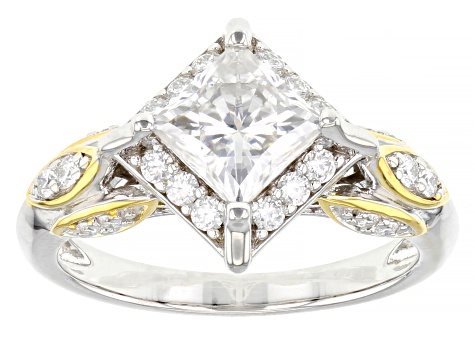 Moissanite Platineve And 14k Yellow Gold Over Silver Ring 1.60ctw DEW.