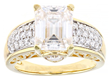 Picture of Moissanite 14k Yellow Gold Over Silver Ring 5.01ctw DEW.