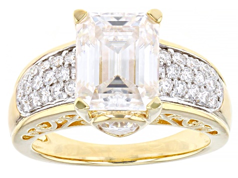Moissanite 14k Yellow Gold Over Silver Ring 5.01ctw DEW.
