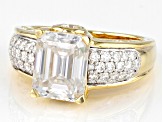 Moissanite 14k Yellow Gold Over Silver Ring 5.01ctw DEW.