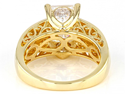 Moissanite 14k Yellow Gold Over Silver Ring 5.01ctw DEW.