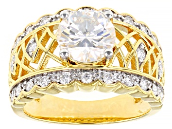 Picture of Moissanite 14k Yellow Gold Over Silver Ring 2.38ctw DEW.