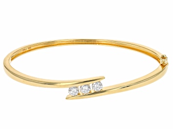Picture of Moissanite 14k Yellow Gold Over Silver Bangle Bracelet .99ctw DEW.