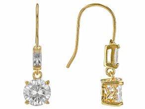 Moissanite 14k Yellow Gold Over Sterling Silver Earrings 2.18ctw DEW.