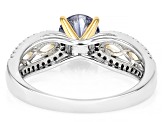 Blue And Colorless Moissanite Platineve And 14k Yellow Gold Over Silver Ring 1.28ctw DEW.