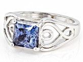 Blue Moissanite Platineve Solitaire Ring 2.30ct DEW.