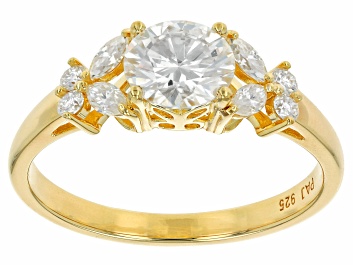Picture of Moissanite 14k yellow gold over sterling silver ring 1.60ctw DEW.
