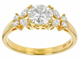 Moissanite 14k yellow gold over sterling silver ring 1.60ctw DEW.