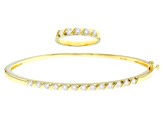 Moissanite 14k Yellow Gold Over Silver Ring And Bangle Bracelet Set 1.80ctw DEW.