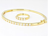 Moissanite 14k Yellow Gold Over Silver Ring And Bangle Bracelet Set 1.80ctw DEW.