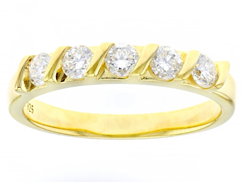 Moissanite 14k Yellow Gold Over Silver Ring And Bangle Bracelet 